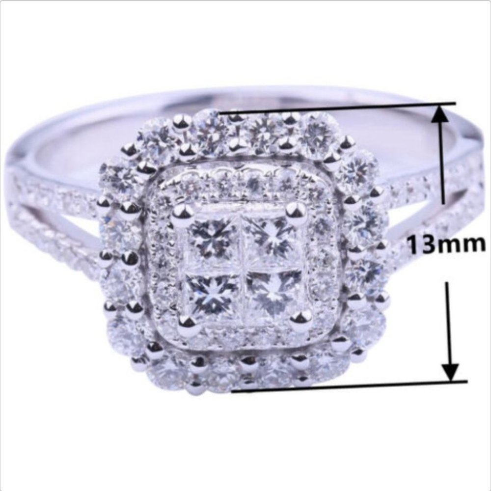 * NEW 925 Silver Diamond Halo Engagement Ring - Picture 7 of 7